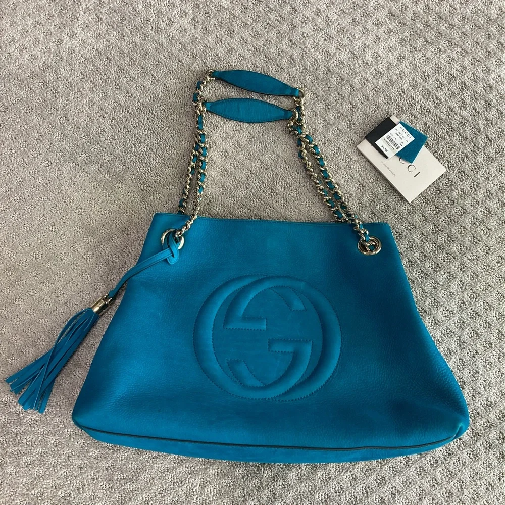 🖤SOLD🖤Gucci Soho Peacock Blue Bag - Picture 1 of 11